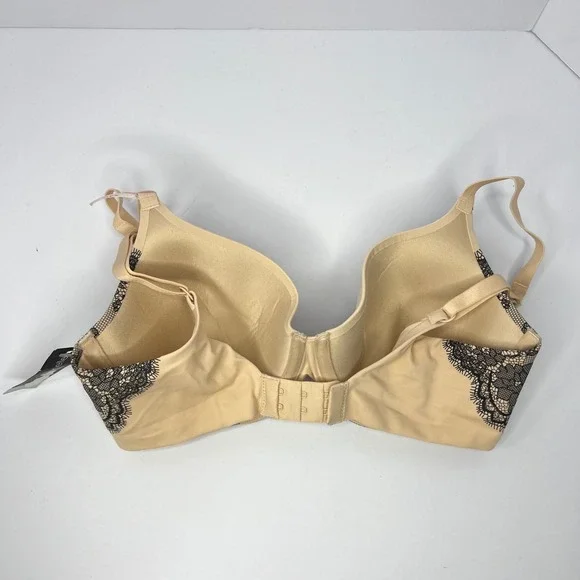 Ambrielle Lace Print Smooth T-Shirt Bra 34C Beige Black Underwire NWT - Picture 5 of 7